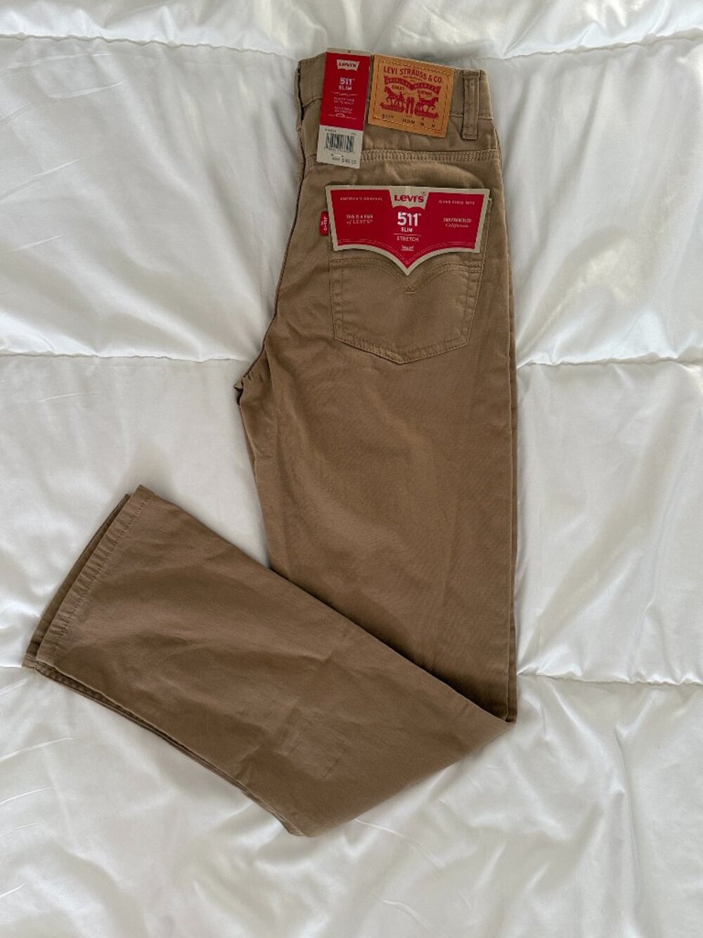 NWT Levi's 511 Slim Boys Size 16 Reg 26 X 30 Tan Beige Khaki Denim Jeans